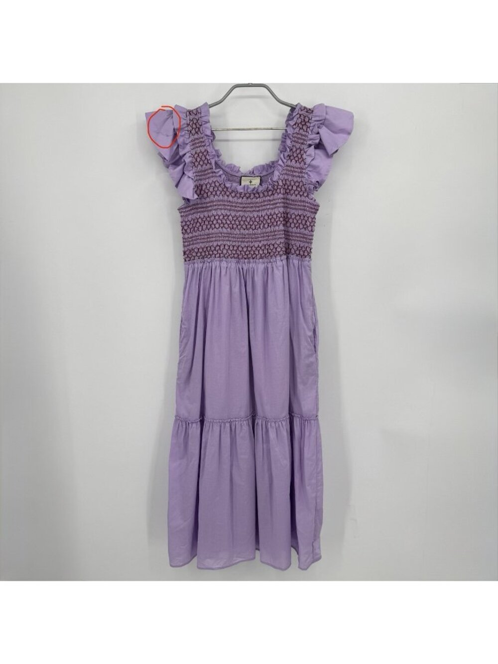Tuckernuck Lavender Mallie Midi Dress sz M 100% Cotton Smocked Purple